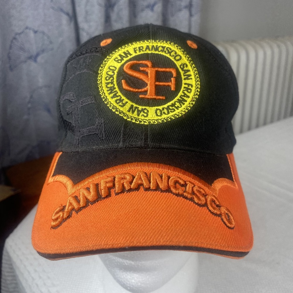 San Francisco Hat Cap Strap Back Black Orange Embroidered Souvenir Mens USA‎
